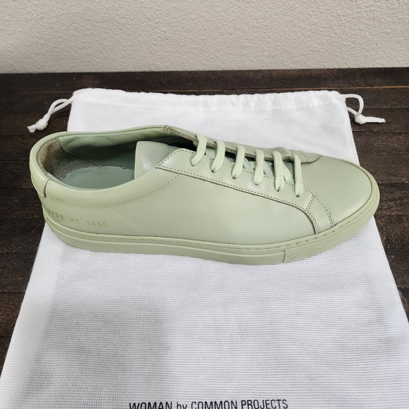 Womens Common Projects Achilles Low Sneakers in Mint Green - Picture 8 of 17